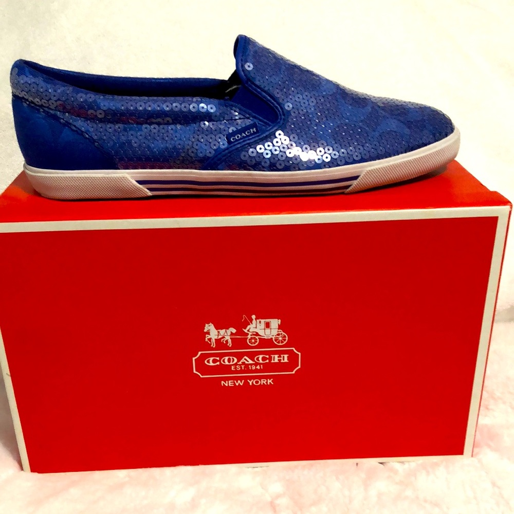 Coach Cobalt Size 10 Sequin Slip on Sneakers
